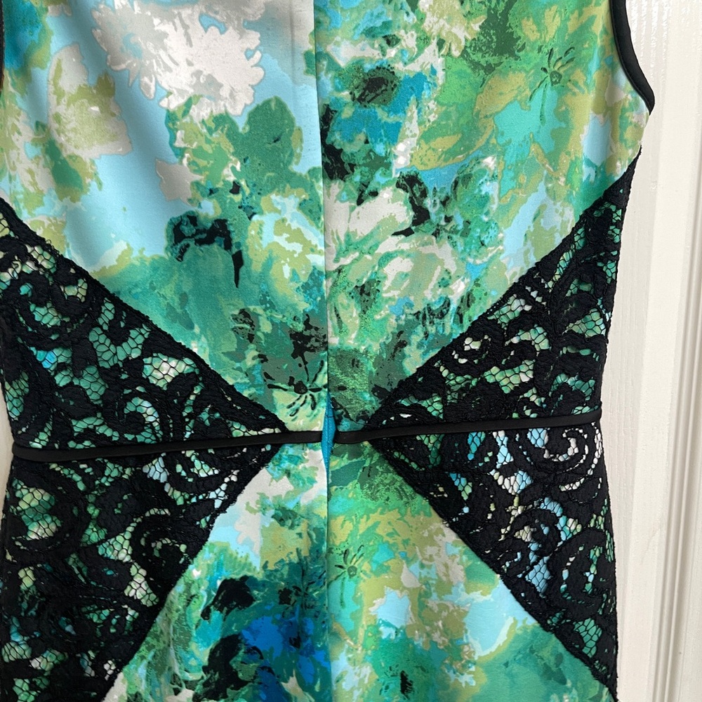 Women’s Adrianna Papell Teal and Black Lace Midi Dress Size Large - Picture 3 of 6